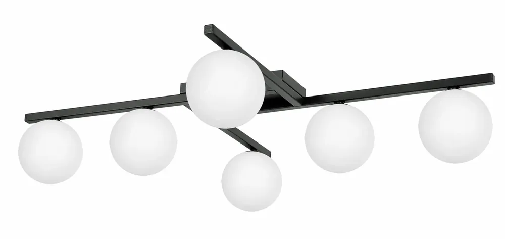Biała lampa sześciopunktowa z kloszami ze szkła - J067-Sarda