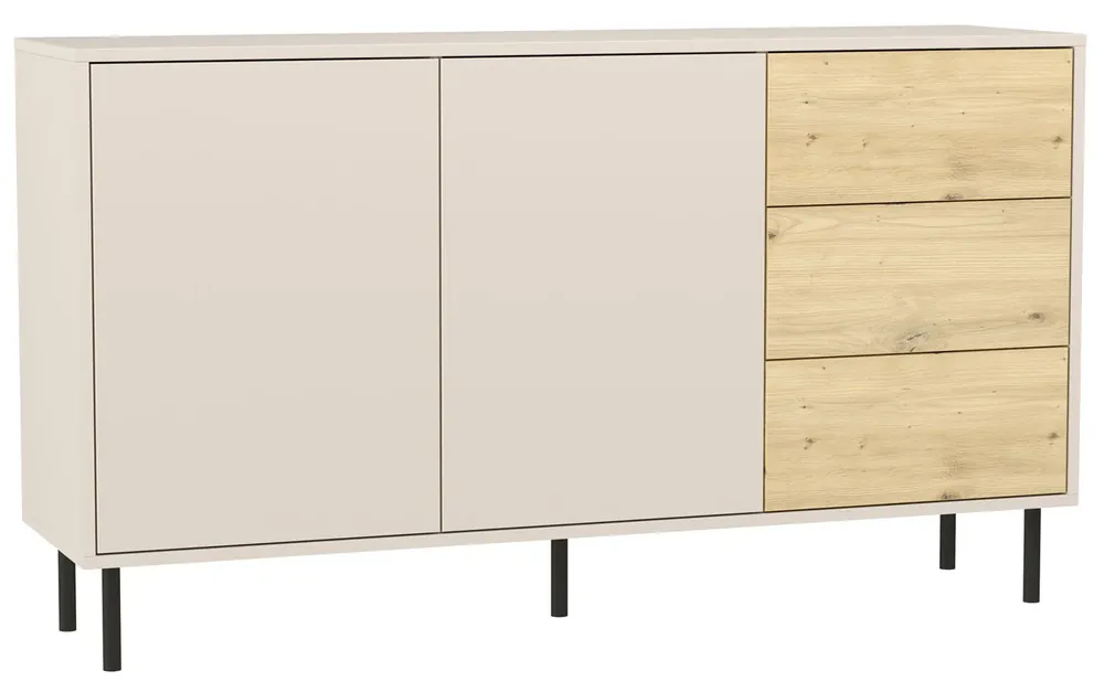 Duża komoda z szufladami 150 cm kaszmir + dąb artisan - Liosso 3X