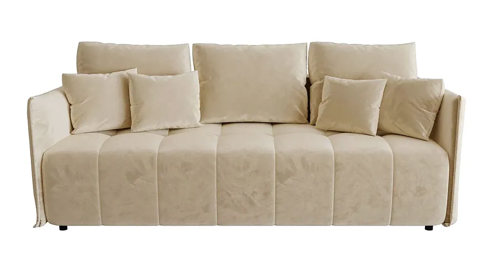 Beżowa rozkładana sofa welurowa - Meralio 3X