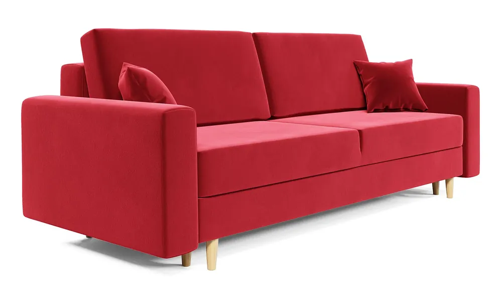 Czerwona rozkładana sofa tapicerowana welurem - Taloria