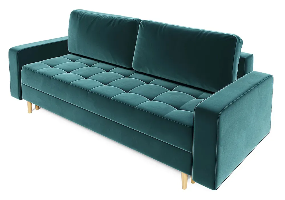 Ciemnozielona sofa welurowa z pojemnikiem - Eralis