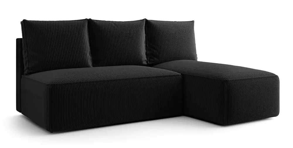 Czarna rozkładana sofa narożna z funkcją spania - Merello 4X