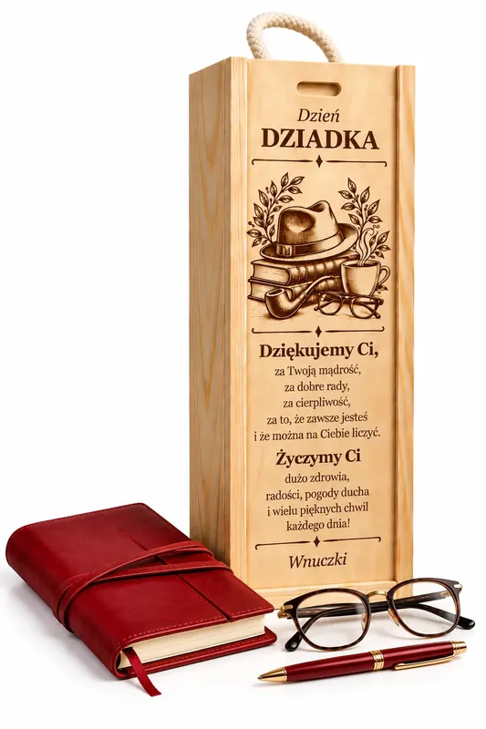 Skrzynka na wino dla babci, dziadka z dowolnym grawerem - Erseco