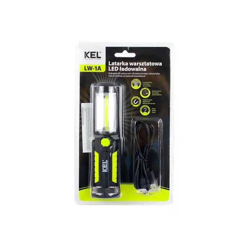 Latarka LED akumulatorowa 2W COB LW-1A W-98526 KEL Plastrol