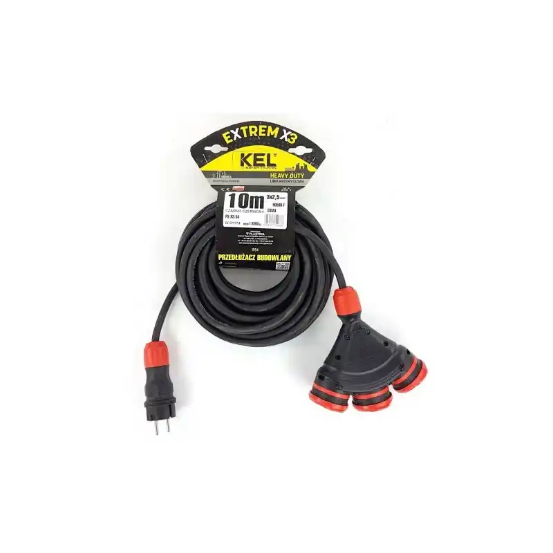 Przedłużacz budowlany 10m PS-X3/54 3x2,5 EXTREM KEL W-01178 Plastrol