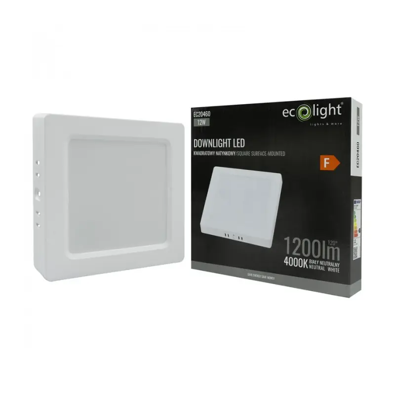 Downlight LED n/t kwadrat 12W 1200lm 4000K biały DL-1 EC20460 EcoLight
