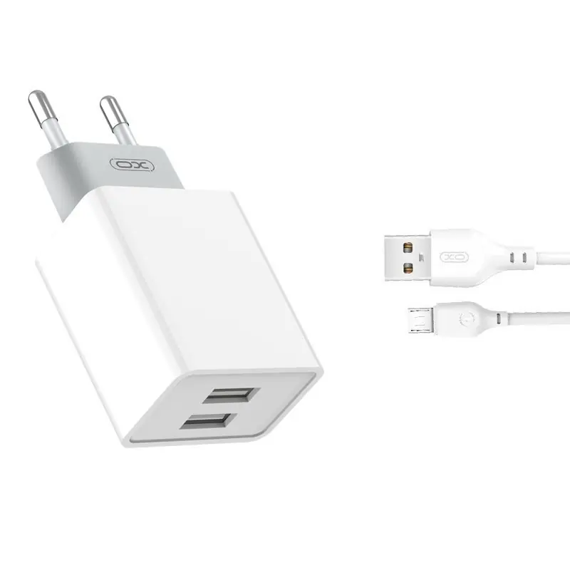 Ładowarka sieciowa L65 2x USB 2,4A biała + kabel microUSB biały T-90653 XO