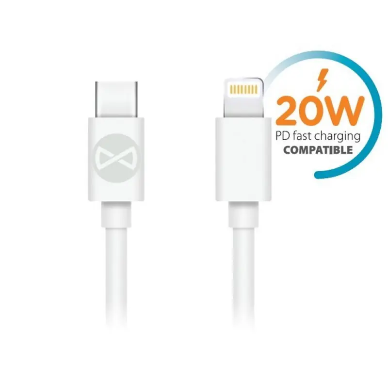 Kabel USB C-Lightning 20W 1m biały T-90646 GSM106368 Forever